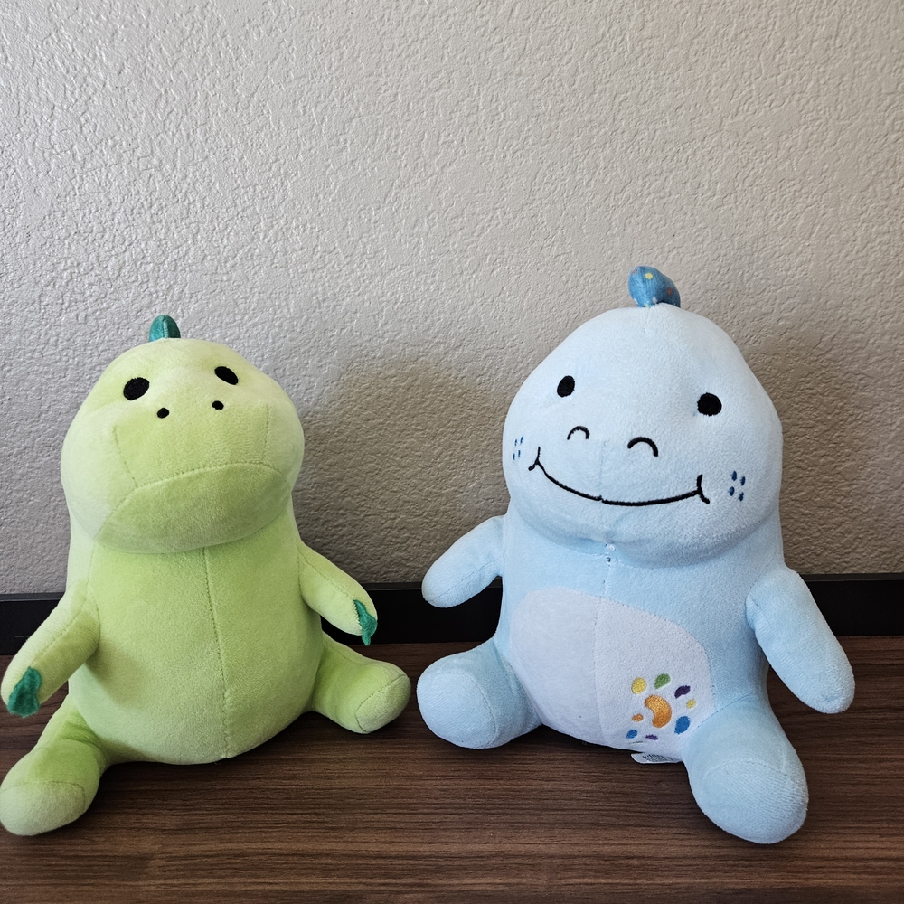 Green and Blue Dinosaur Plush Toy Set